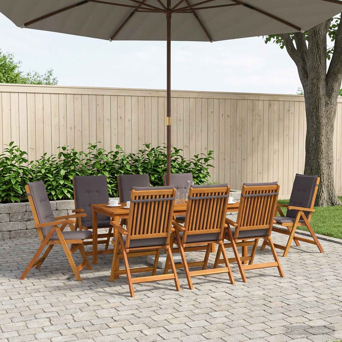 9-Piece Garden Dining Set 9 pcs Natural Solid Acacia Wood