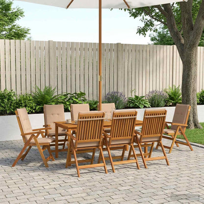 9-Piece Garden Dining Set 9 pcs Natural Solid Acacia Wood