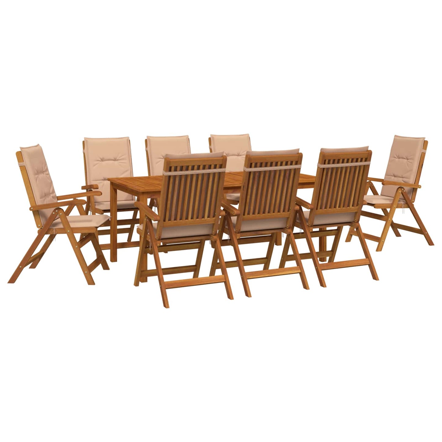 9-Piece Garden Dining Set 9 pcs Natural Solid Acacia Wood