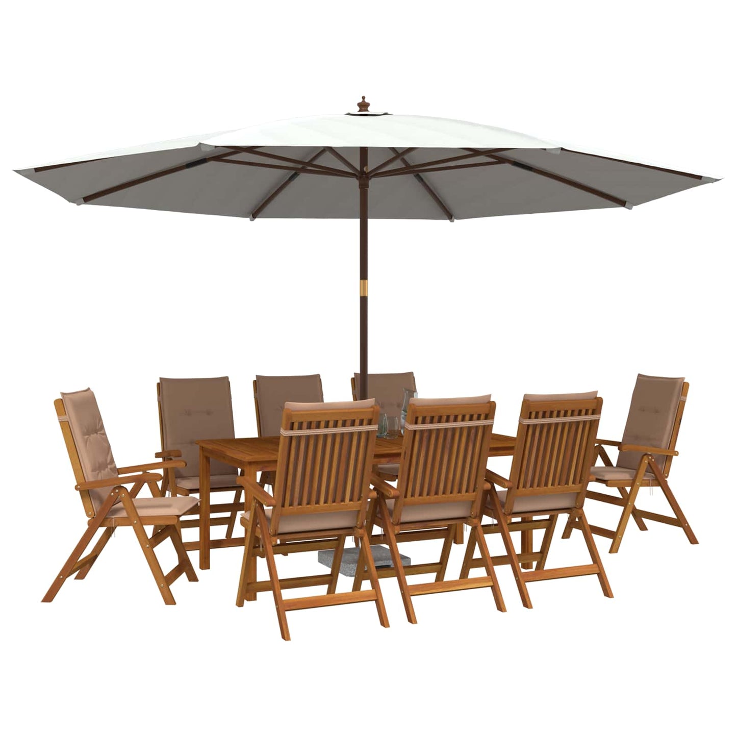 9-Piece Garden Dining Set 9 pcs Natural Solid Acacia Wood