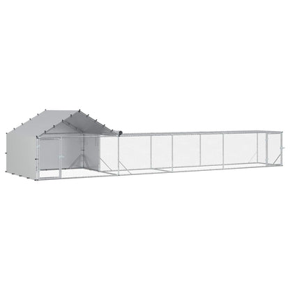 Chicken Coop with Roof and Yard 2 pcs Silver 7 x 2 x 1.5 m