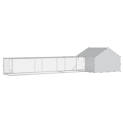 Chicken Coop with Roof and Yard 2 pcs Silver 7 x 2 x 1.5 m