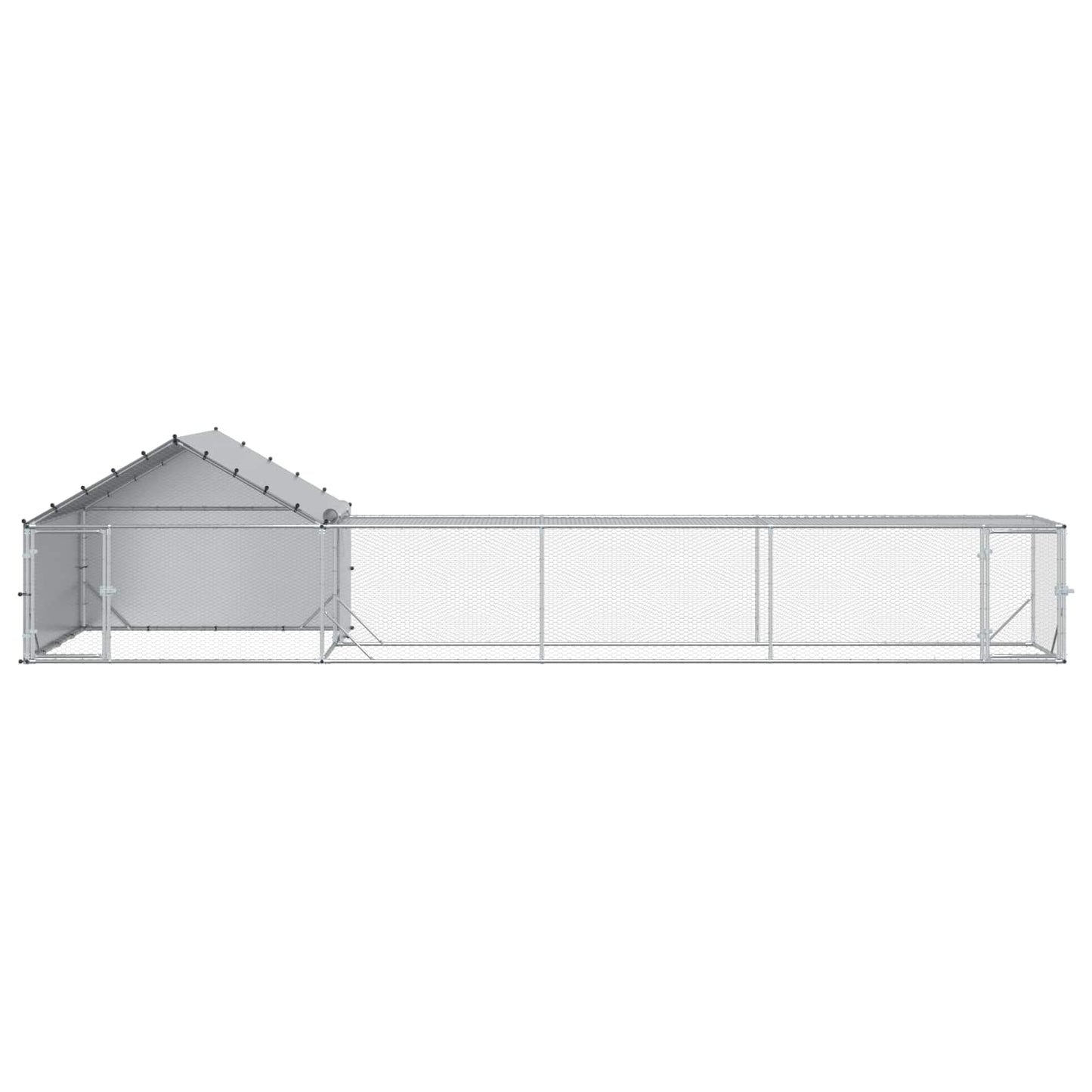 Chicken Coop with Roof and Yard 2 pcs Silver 7 x 2 x 1.5 m