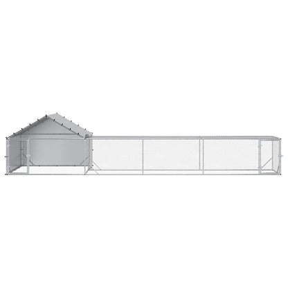 Chicken Coop with Roof and Yard 2 pcs Silver 7 x 2 x 1.5 m