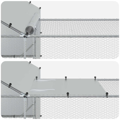 Chicken Coop with Roof and Yard 2 pcs Silver 7 x 2 x 1.5 m