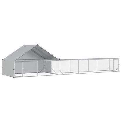 Chicken Coop with Roof and Yard 2 pcs Silver 800 x 200 x 190 cm