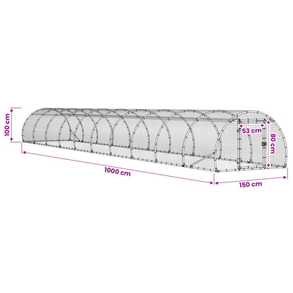 Chicken Coop Silver 1000 x 150 x 100 cm Galvanised Steel