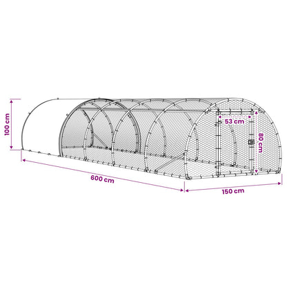 Chicken Coop Silver 600 x 150 x 100 cm Galvanised Steel
