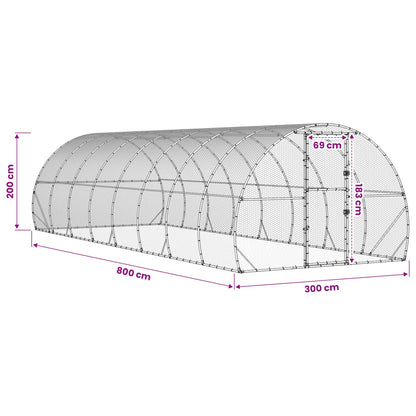 Chicken Coop Silver 800 x 300 x 200 cm Galvanised Steel