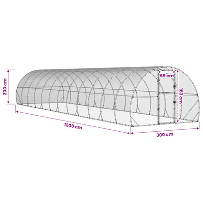 Chicken Coop Silver 1200 x 300 x 200 cm Galvanised Steel