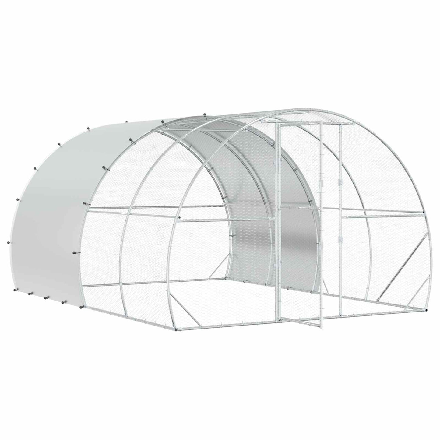 Chicken Coop Silver 400 x 300 x 200 cm Galvanised Steel
