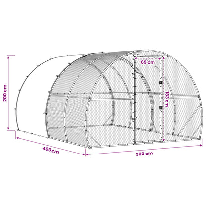 Chicken Coop Silver 400 x 300 x 200 cm Galvanised Steel