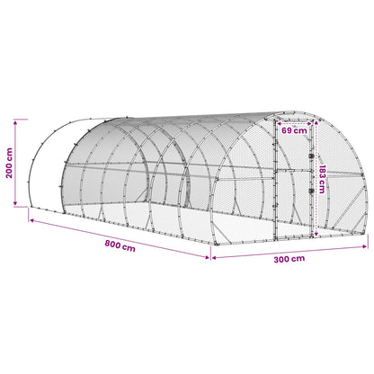 Chicken Coop Silver 800 x 300 x 200 cm Galvanised Steel