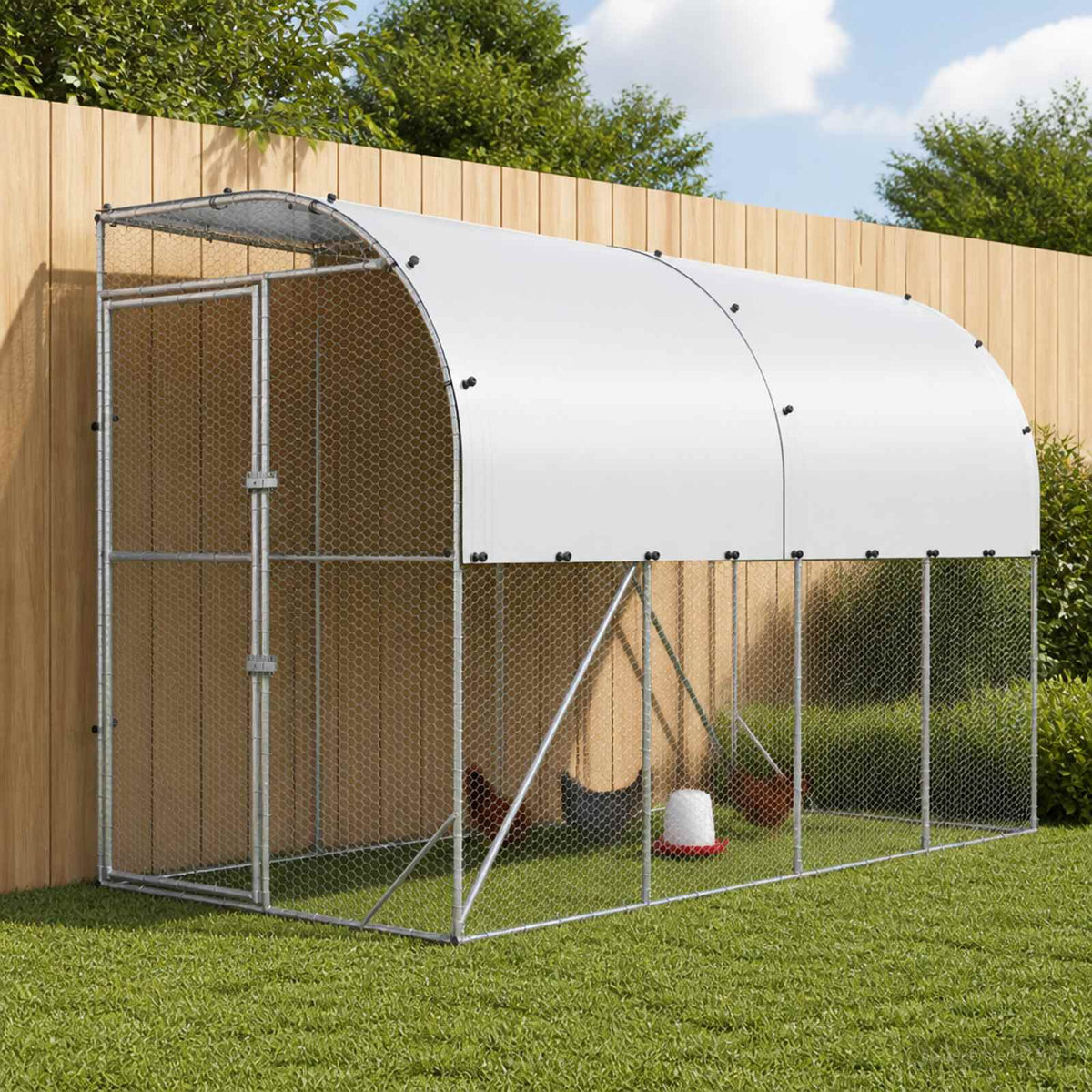 Against Wall Chicken Coop Silver 400 x 100 x 215 cm