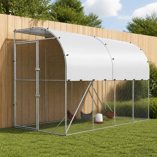 Against Wall Chicken Coop Silver 400 x 100 x 215 cm
