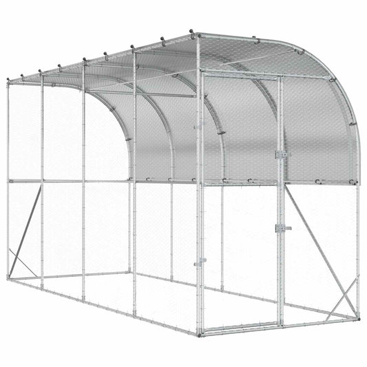 Against Wall Chicken Coop Silver 400 x 100 x 215 cm