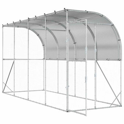 Against Wall Chicken Coop Silver 400 x 100 x 215 cm