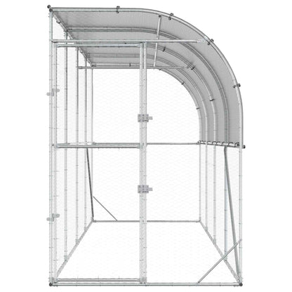 Against Wall Chicken Coop Silver 400 x 100 x 215 cm