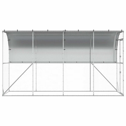 Against Wall Chicken Coop Silver 400 x 100 x 215 cm