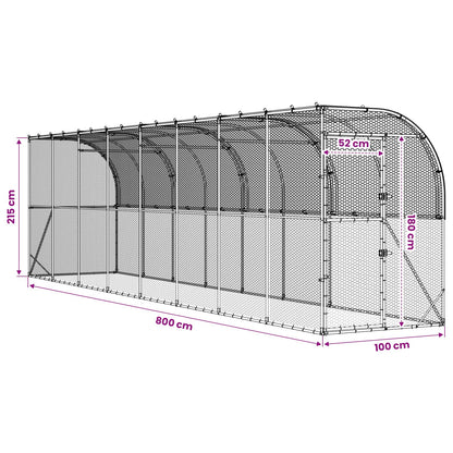 Against Wall Chicken Coop Silver 800 x 100 x 215 cm
