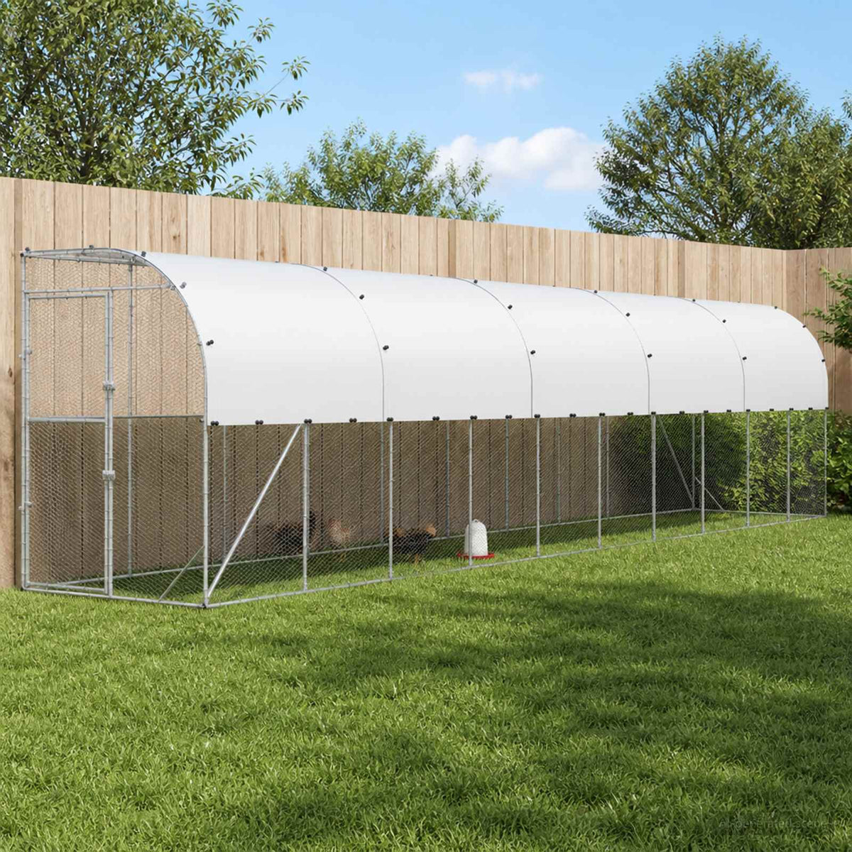 Against Wall Chicken Coop Silver 1000 x 100 x 215 cm