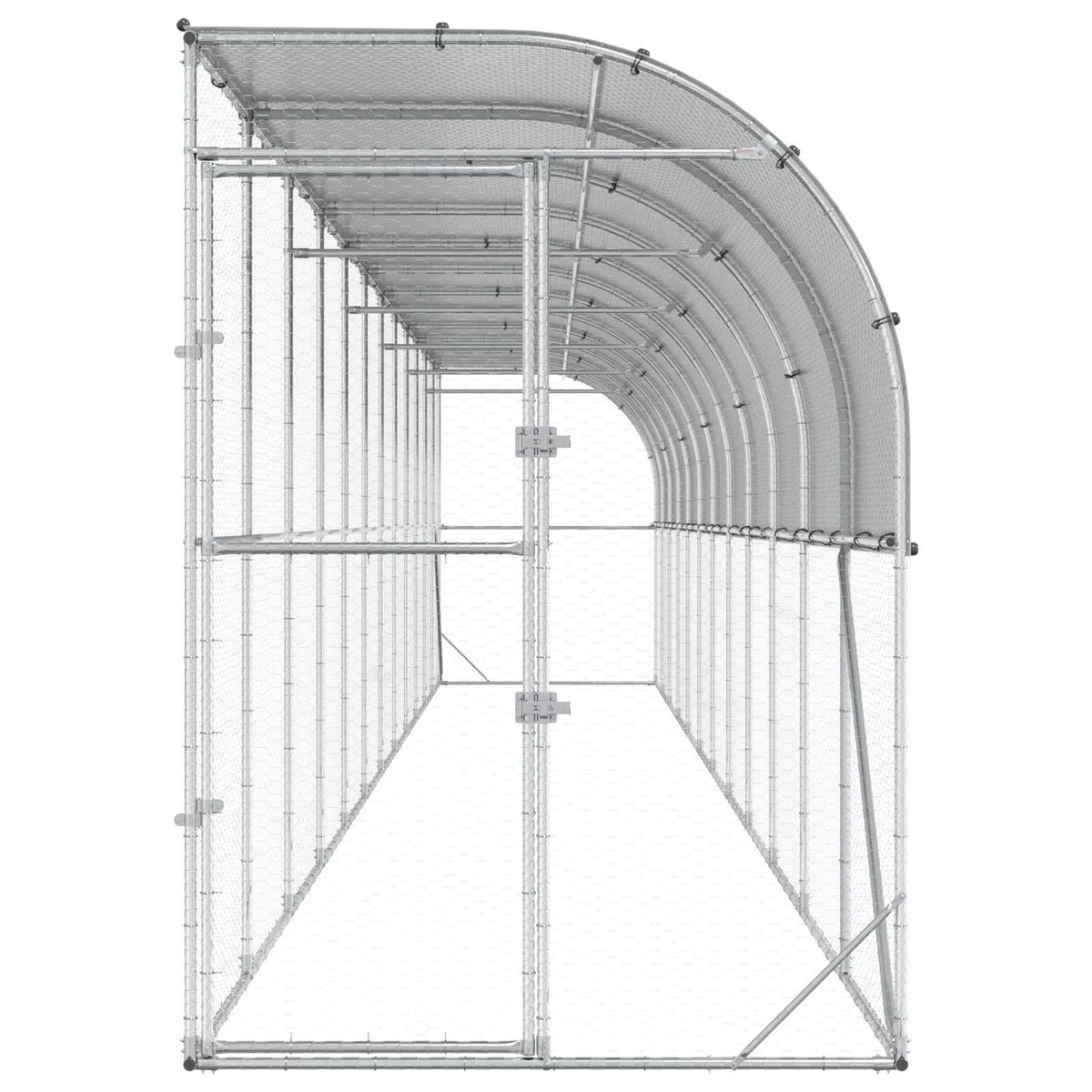 Against Wall Chicken Coop Silver 1200 x 100 x 215 cm