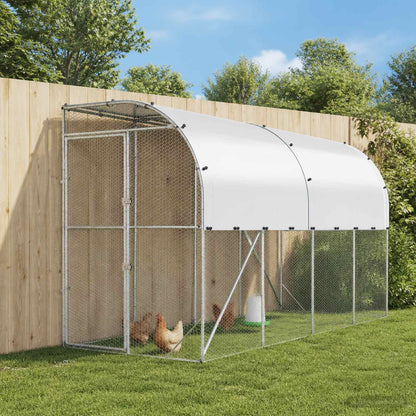 Against Wall Chicken Coop Silver 400 x 150 x 215 cm