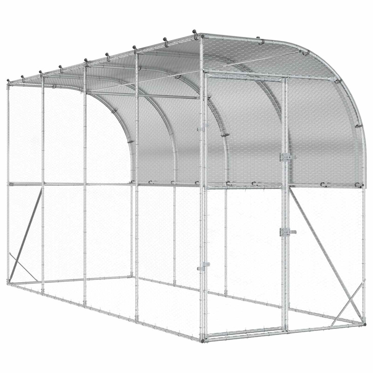 Against Wall Chicken Coop Silver 400 x 150 x 215 cm