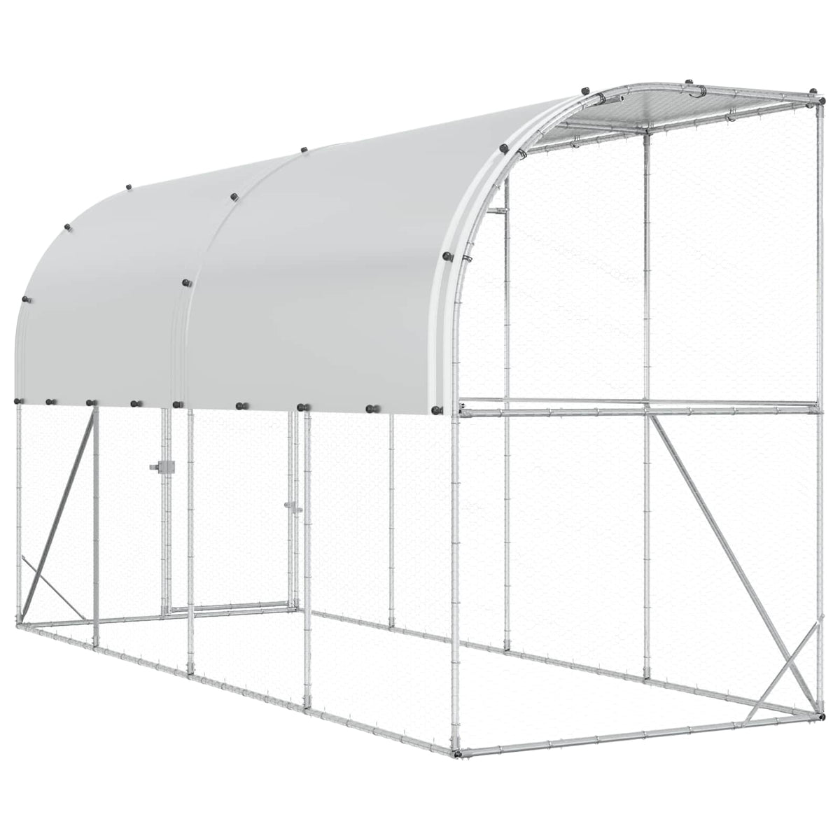 Against Wall Chicken Coop Silver 400 x 150 x 215 cm