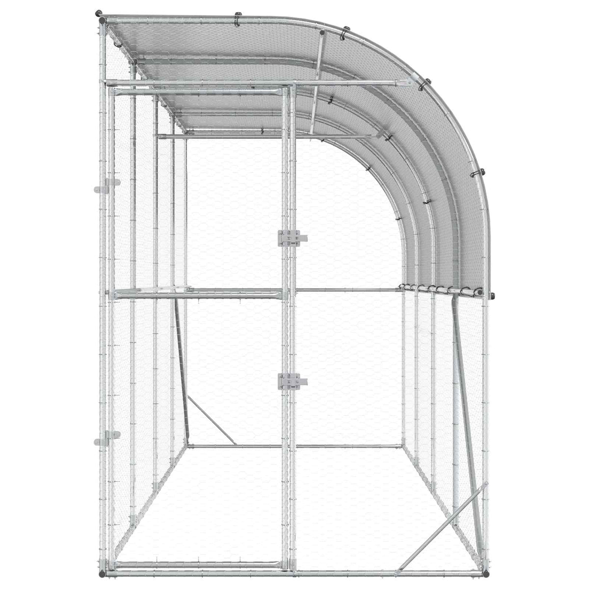 Against Wall Chicken Coop Silver 400 x 150 x 215 cm