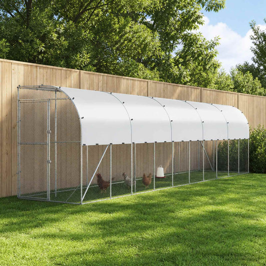 Against Wall Chicken Coop Silver 1000 x 150 x 215 cm