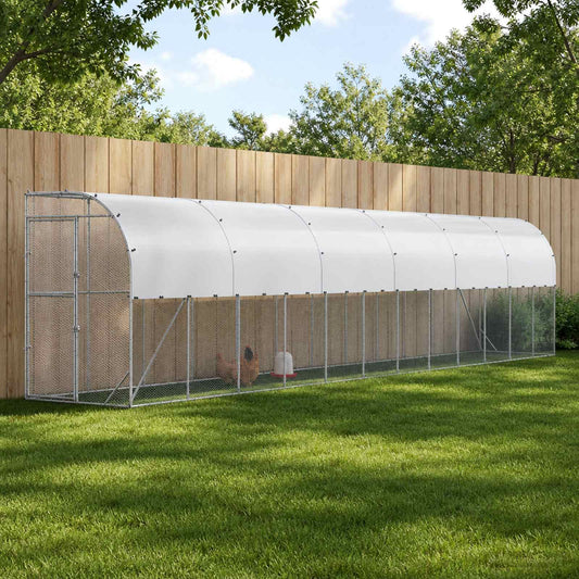 Against Wall Chicken Coop Silver 1200 x 150 x 215 cm