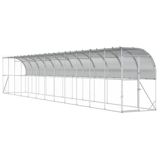 Against Wall Chicken Coop Silver 1200 x 150 x 215 cm