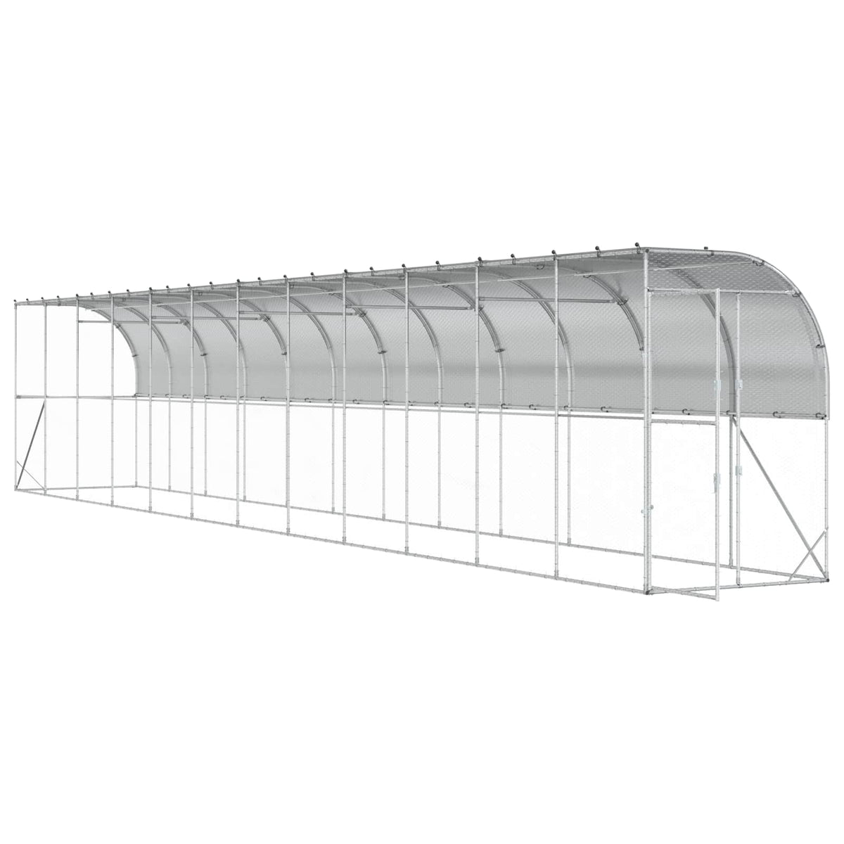 Against Wall Chicken Coop Silver 1200 x 150 x 215 cm