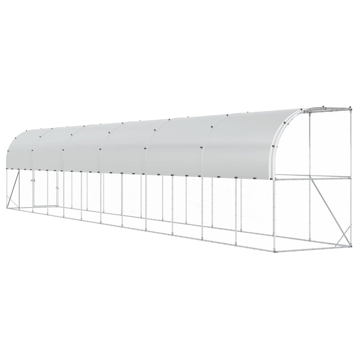 Against Wall Chicken Coop Silver 1200 x 150 x 215 cm