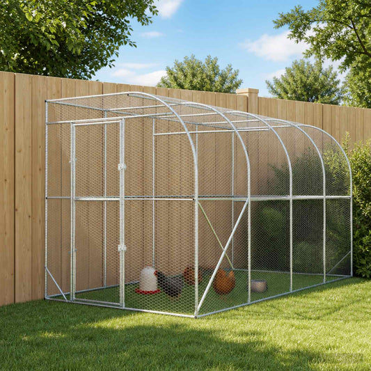 Against Wall Chicken Coop Silver 400 x 200 x 215 cm