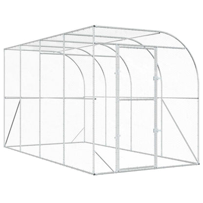 Against Wall Chicken Coop Silver 400 x 200 x 215 cm