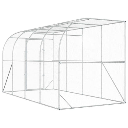 Against Wall Chicken Coop Silver 400 x 200 x 215 cm