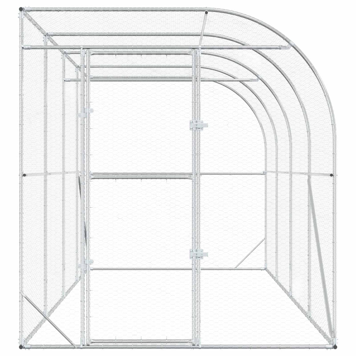 Against Wall Chicken Coop Silver 400 x 200 x 215 cm