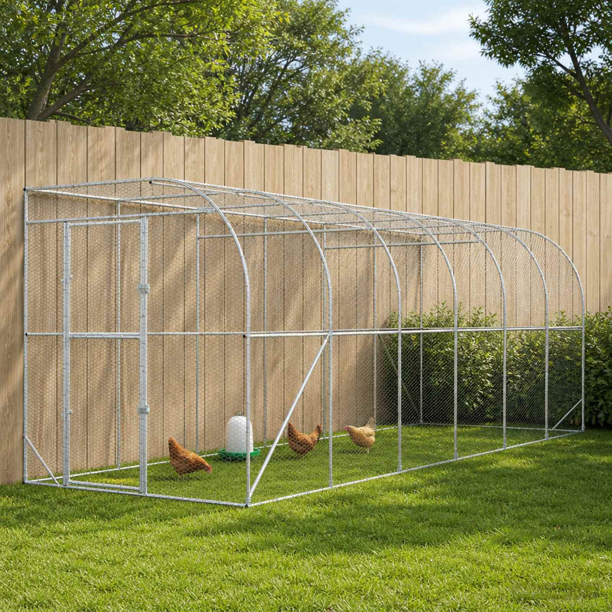 Against Wall Chicken Coop Silver 600 x 200 x 215 cm
