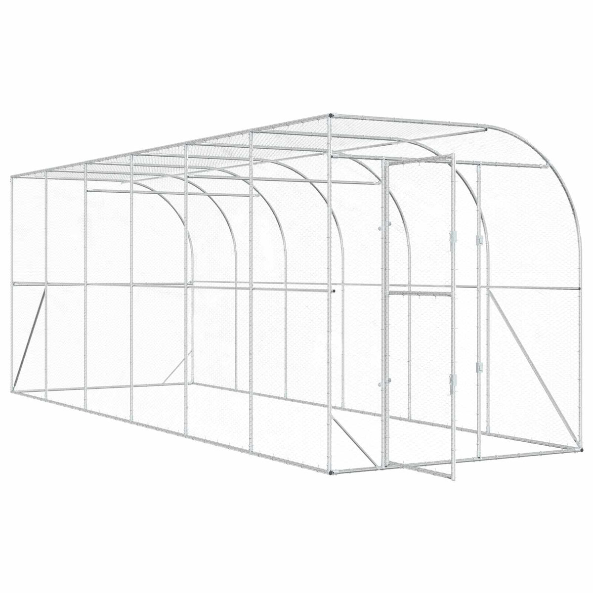 Against Wall Chicken Coop Silver 600 x 200 x 215 cm