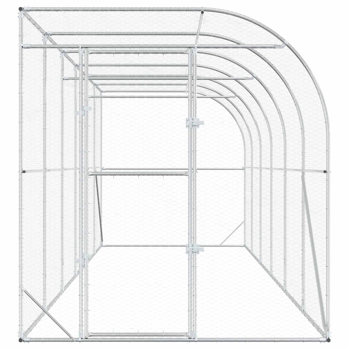Against Wall Chicken Coop Silver 600 x 200 x 215 cm
