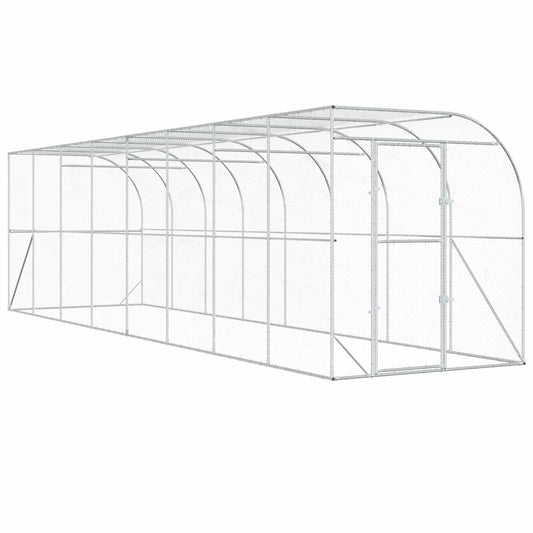Against Wall Chicken Coop Silver 800 x 200 x 215 cm