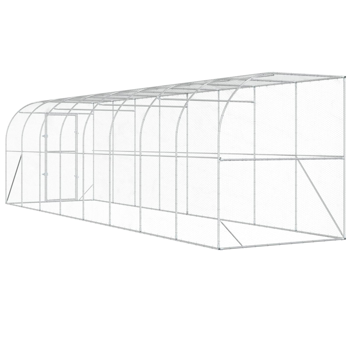 Against Wall Chicken Coop Silver 800 x 200 x 215 cm