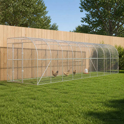 Against Wall Chicken Coop Silver 1000 x 200 x 215 cm