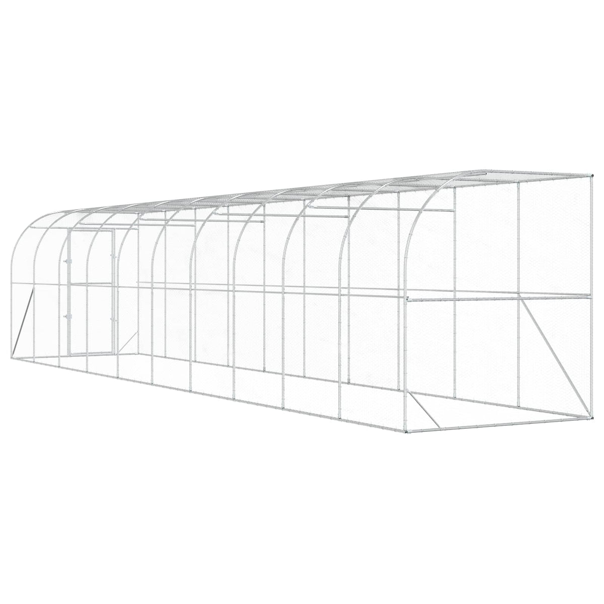 Against Wall Chicken Coop Silver 1000 x 200 x 215 cm