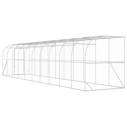 Against Wall Chicken Coop Silver 1000 x 200 x 215 cm