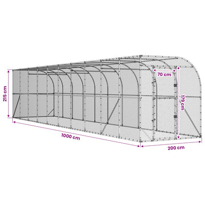 Against Wall Chicken Coop Silver 1000 x 200 x 215 cm