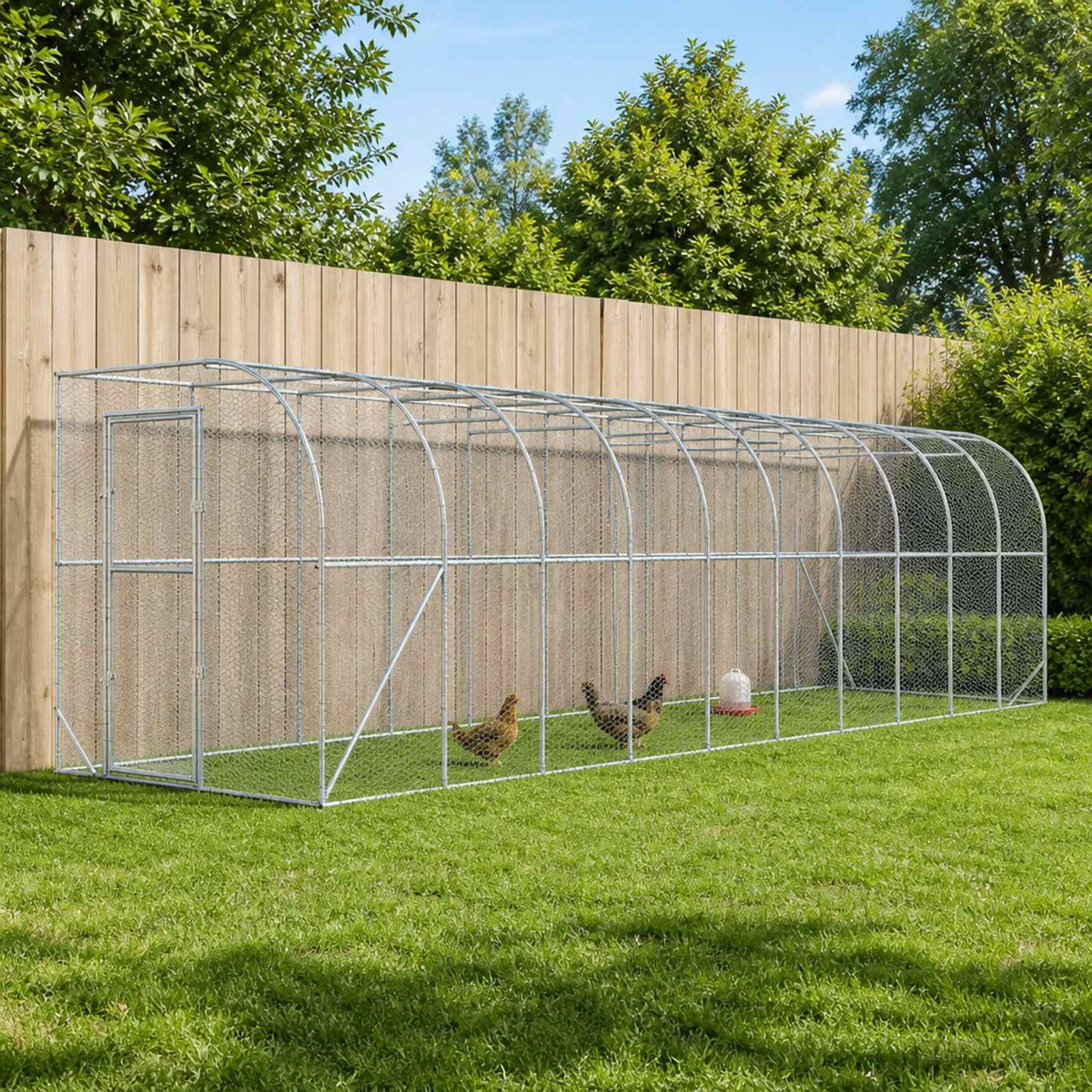 Against Wall Chicken Coop Silver 1200 x 200 x 215 cm