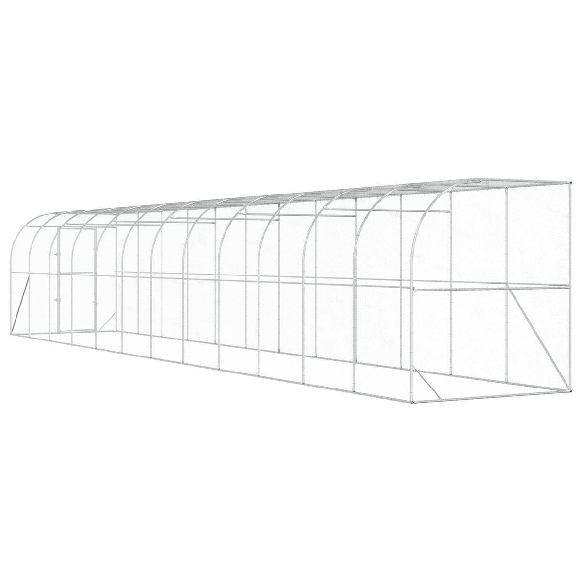 Against Wall Chicken Coop Silver 1200 x 200 x 215 cm